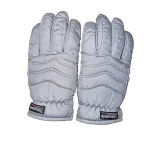 Vintage Thinsulate Gray Insulated Winter Gloves suede Leather Palm Medium Korea